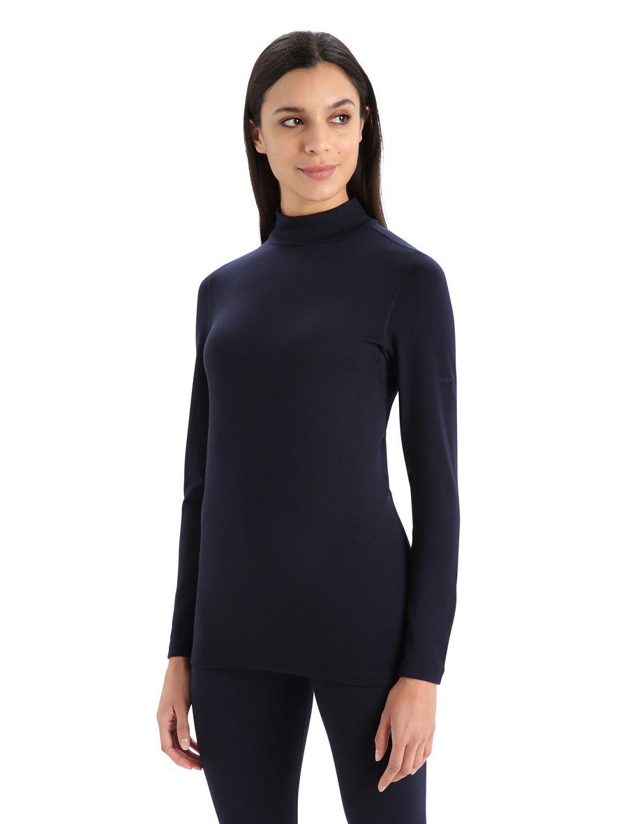 Base Layers Icebreaker Merino 260 Tech Long Sleeve Turtleneck Damskie Granatowe | PL 1120FDNM